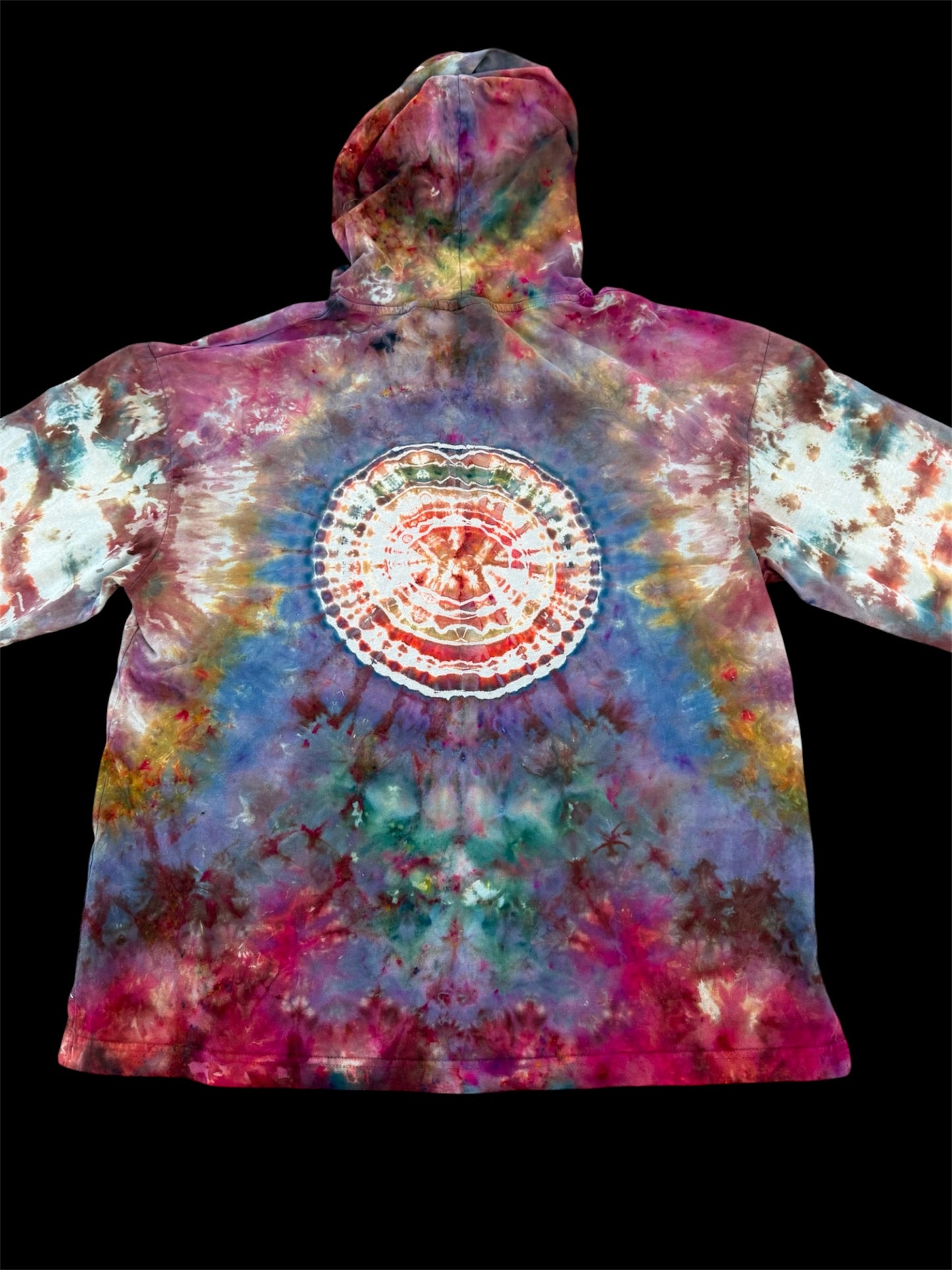 Large Rustic Grateful Bear Hooded Long-sleeve t-shirt