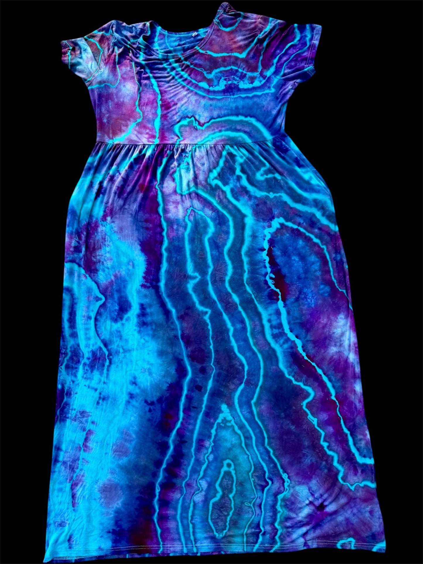 3X Cosmic Blue Agate Maxi Dress