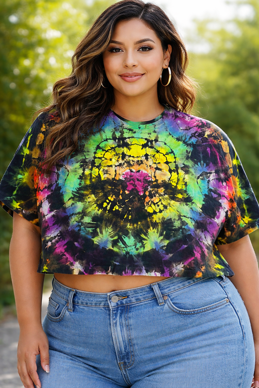 3X Neon Eclipse Bloom Crop Top