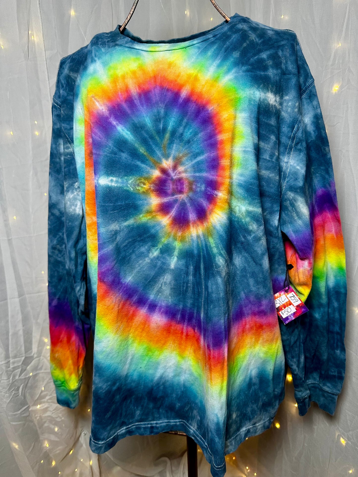 3XL Neon Rainbow Spiral Surge Long Sleeve Tee