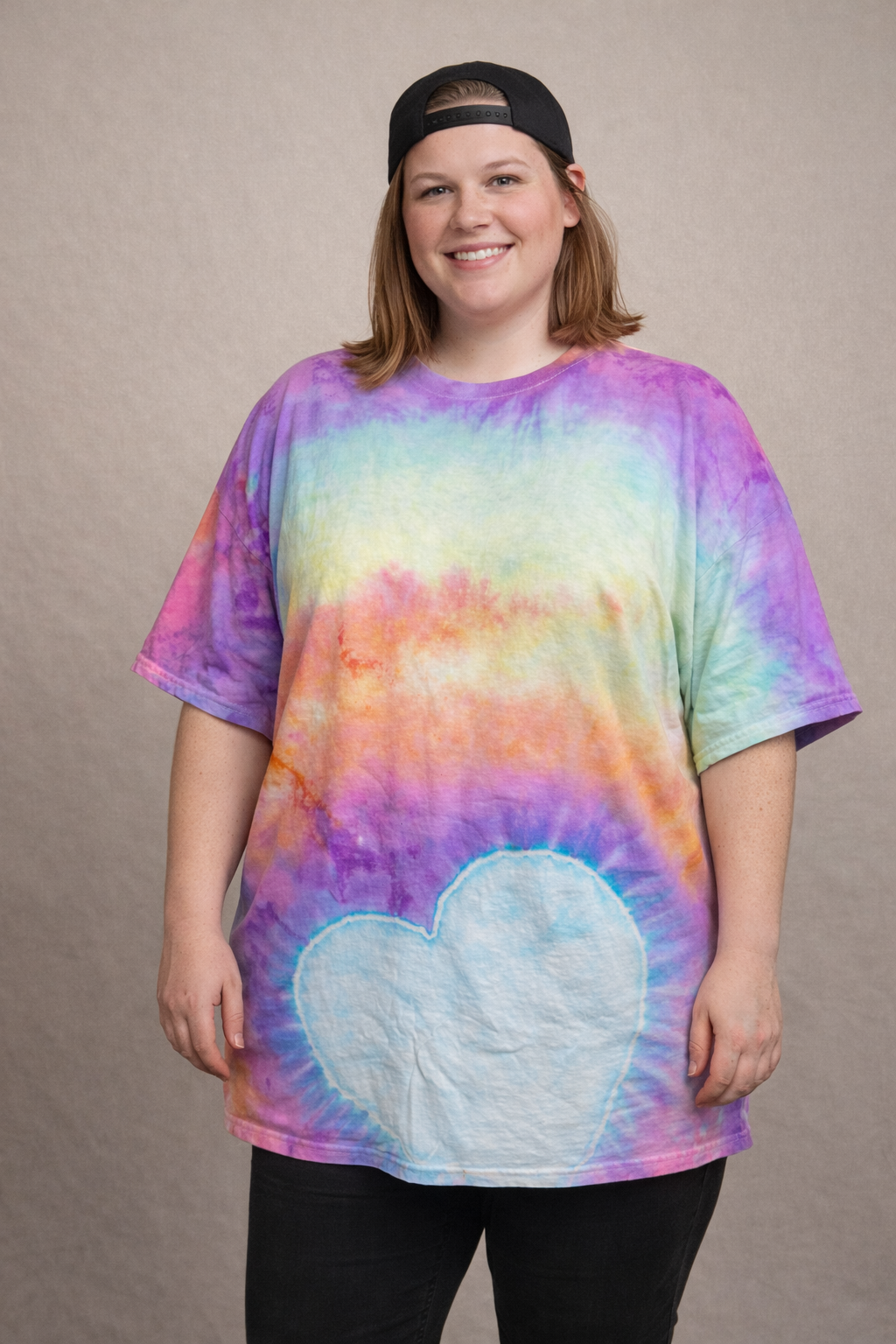 XL Cotton Candy Rainbow Heart Tee