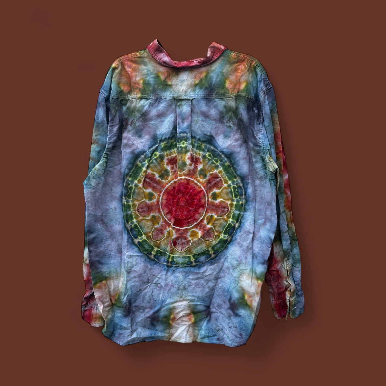2XL Rustic Rainbow Mandala Oxford Dress shirt