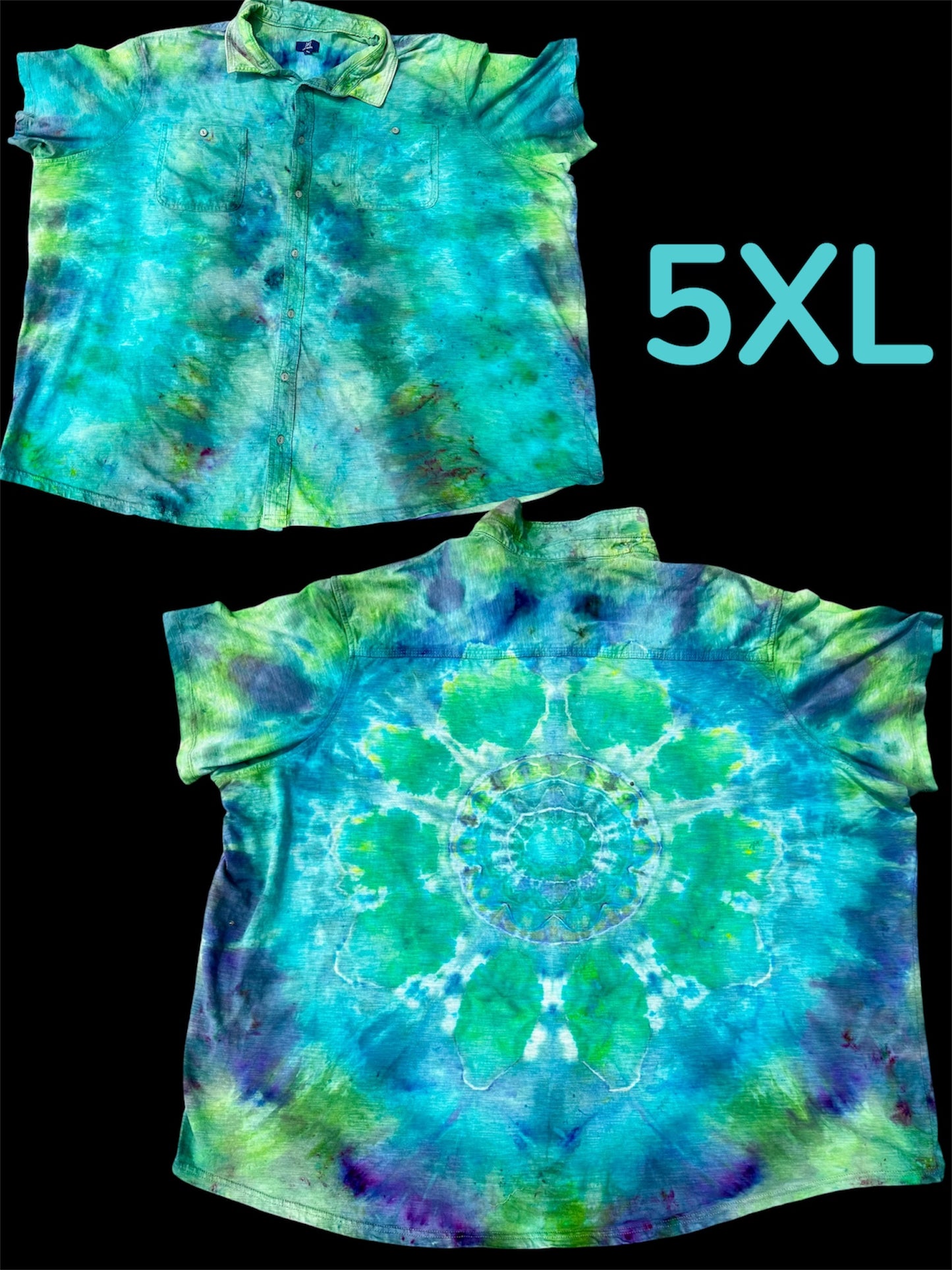 5XL Emerald Lotus Button Down