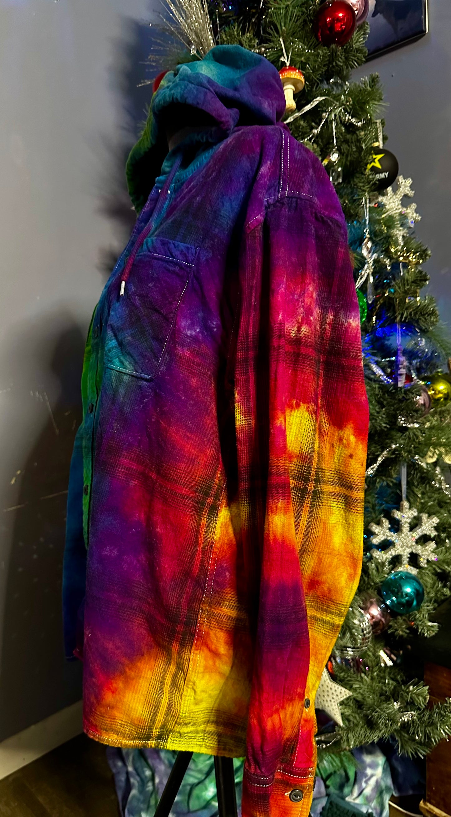 Large Hooded Rainbow Flannel