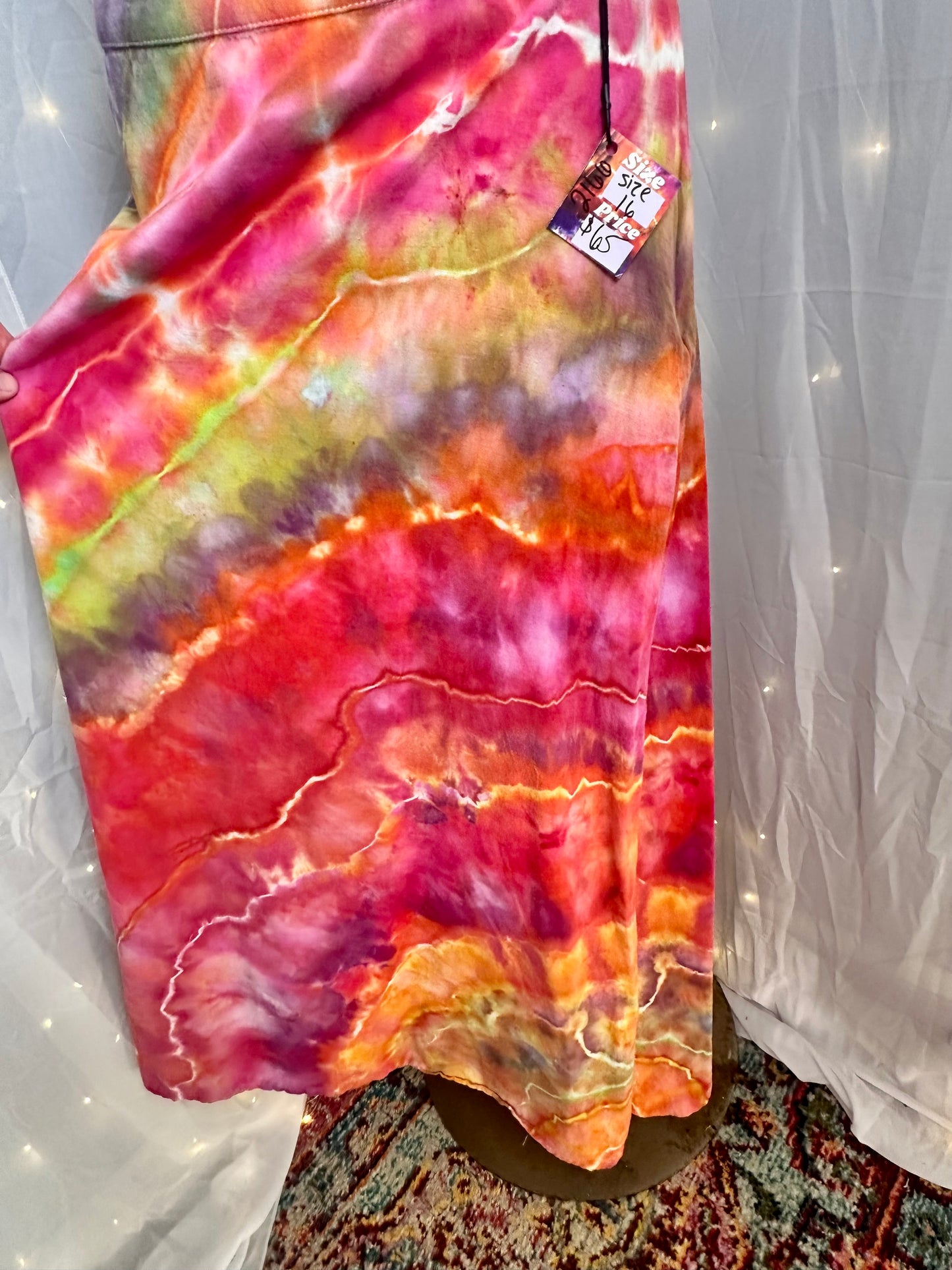 Prismatic Trippy Rainbow Maxi Skirt + WillowNic’s Teal Caged Crochet Top