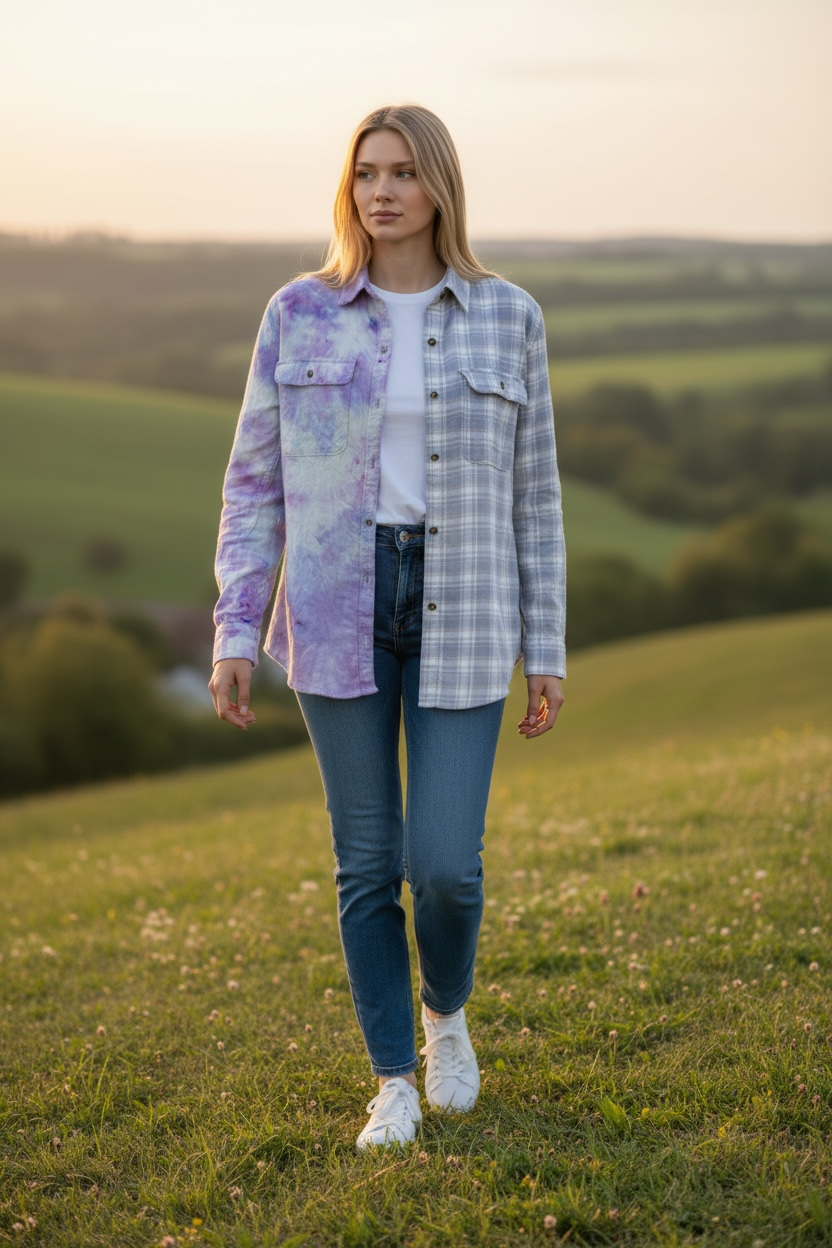 ✨UPCYCLED✨ Lavender Whisper Button Down