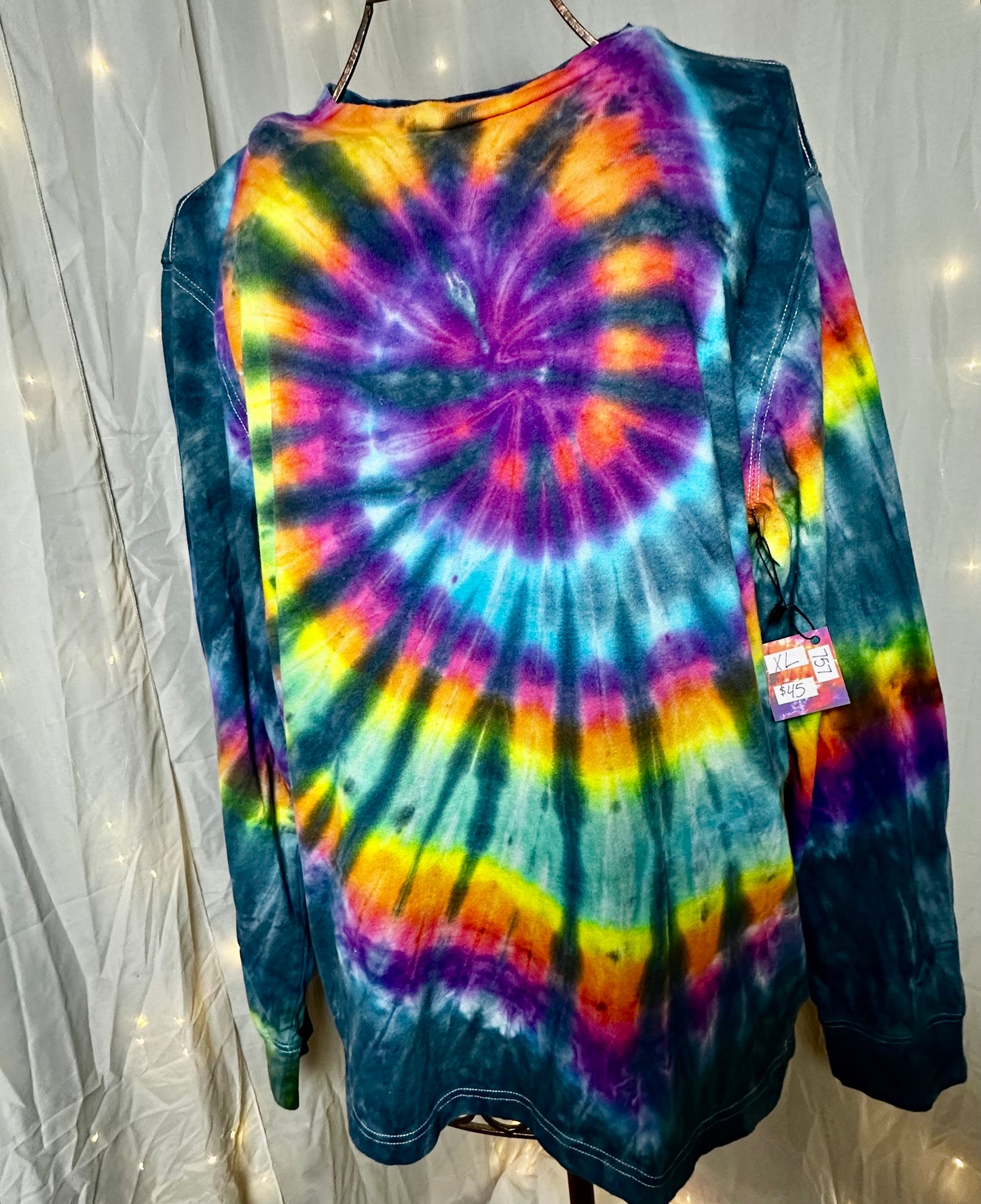 XL Neon Rainbow Spiral Surge Long Sleeve Tee