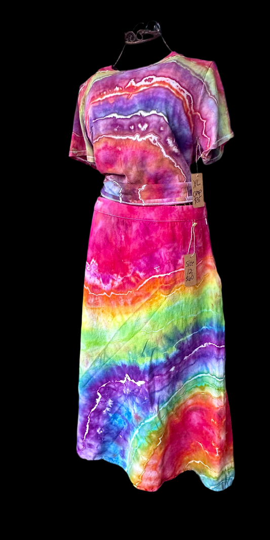 Size 12 Rainbow linen Flowy skirt