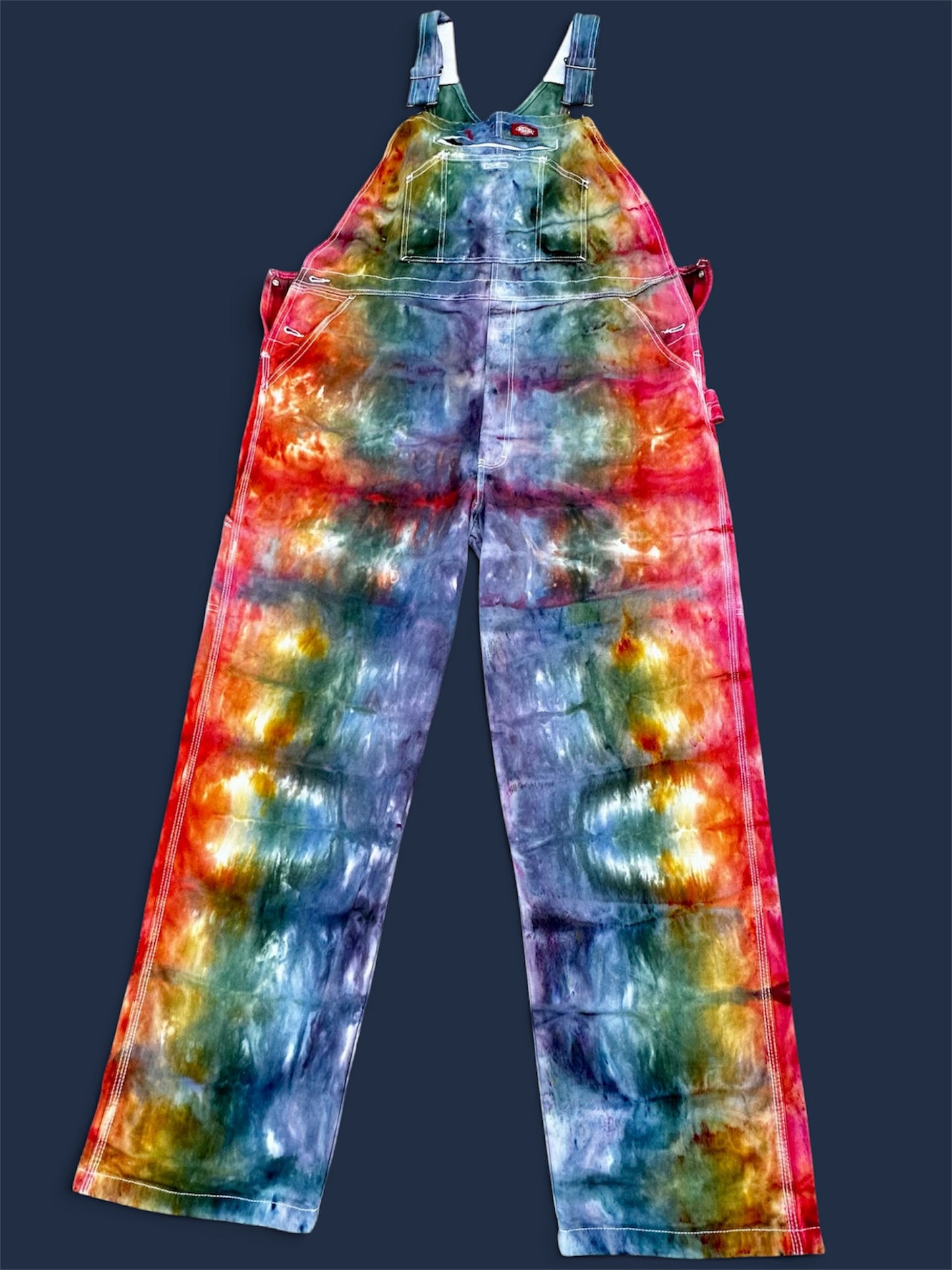 38/32 Rustic Rainbow Revival Dickies Bib Overalls