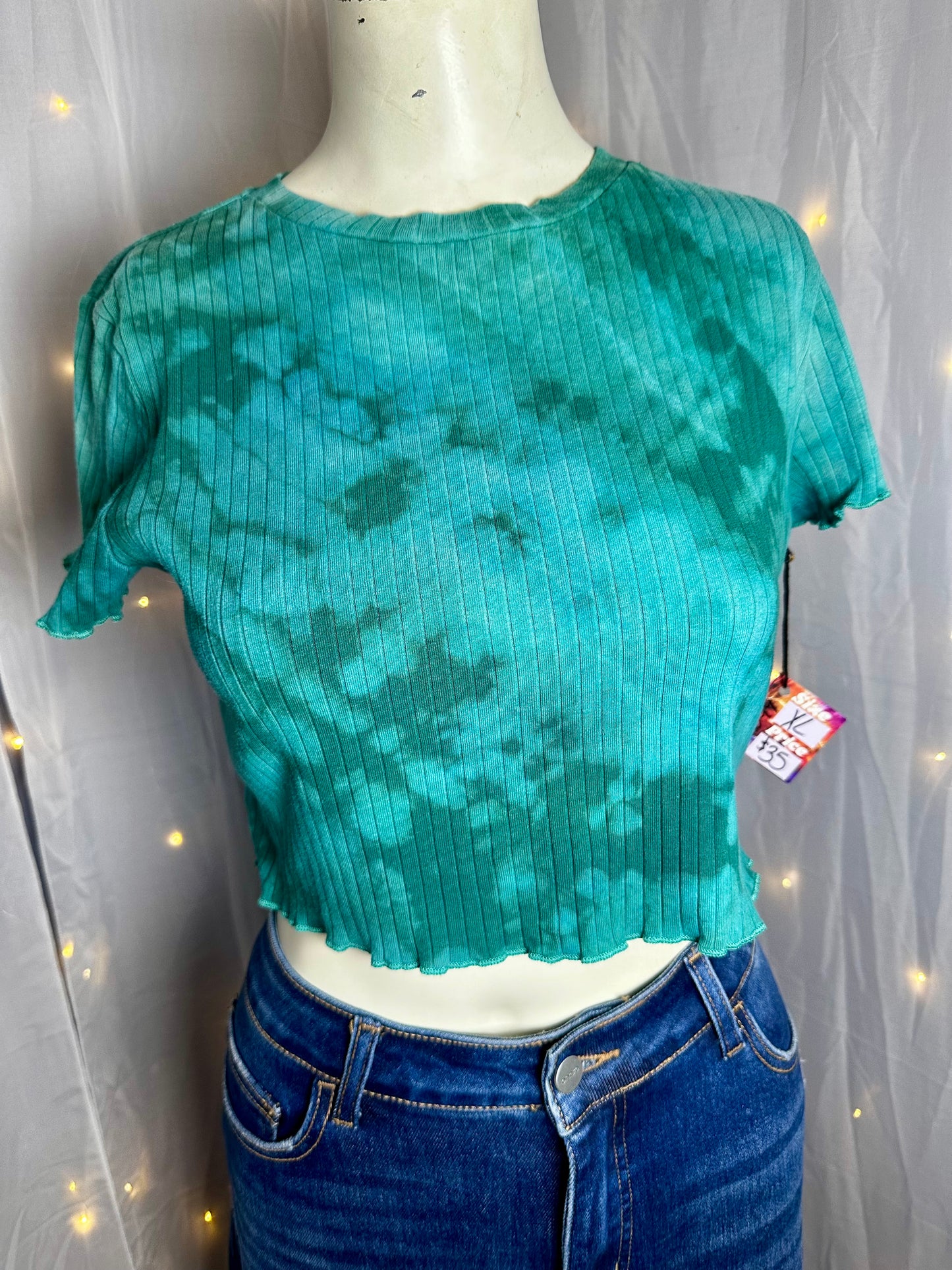 XL Stormy Sea Teal Crop Top *runs small*