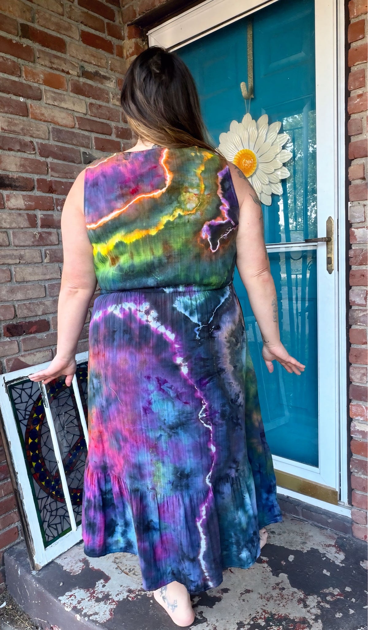 XXL (20) Rainbow Thunderstorm Midi Dress