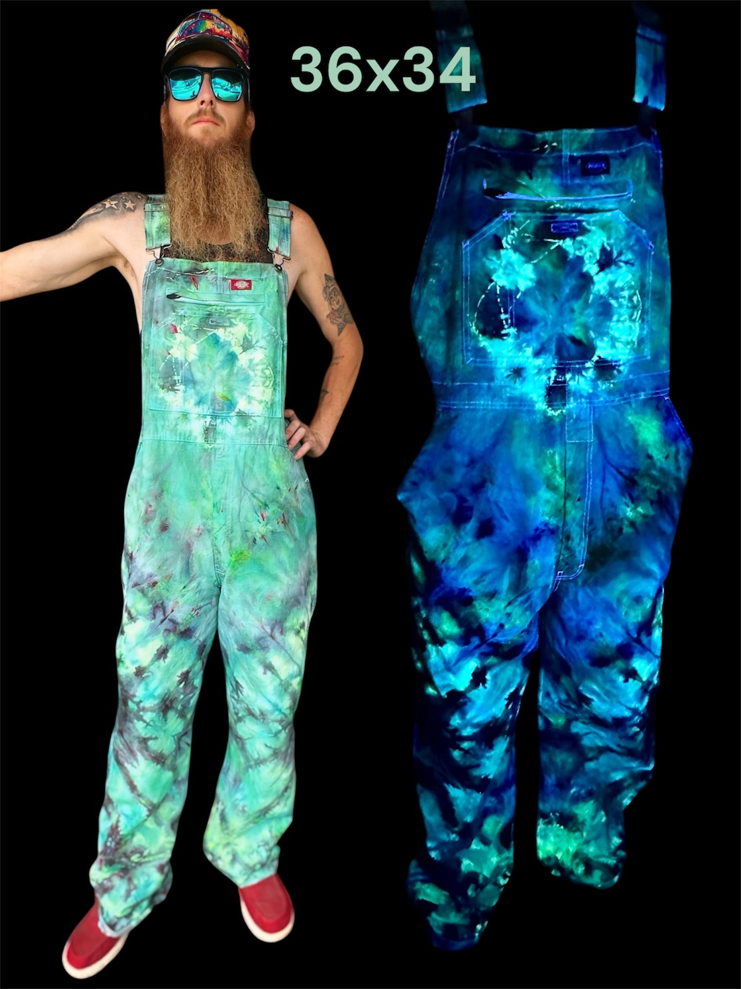 36x34 Alien Lagoon Dickies Overalls *UV Reactive*