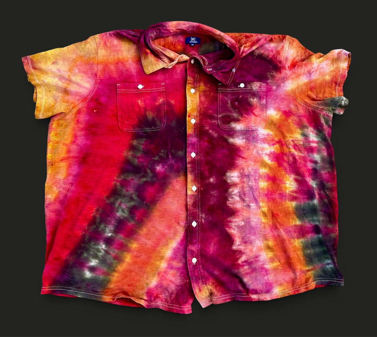 3XL Black Cherry Blaze Button-Down