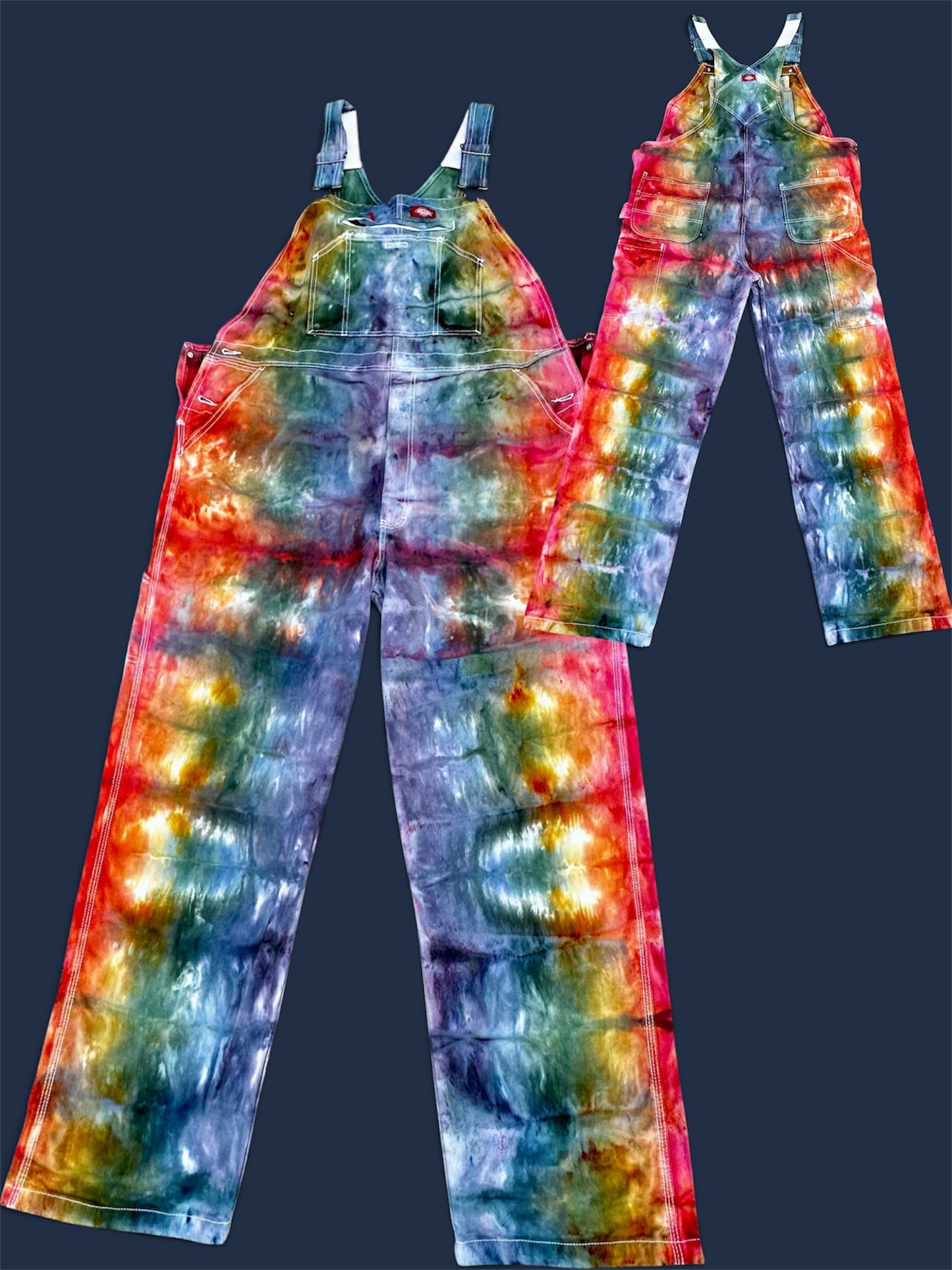 38/32 Rustic Rainbow Revival Dickies Bib Overalls