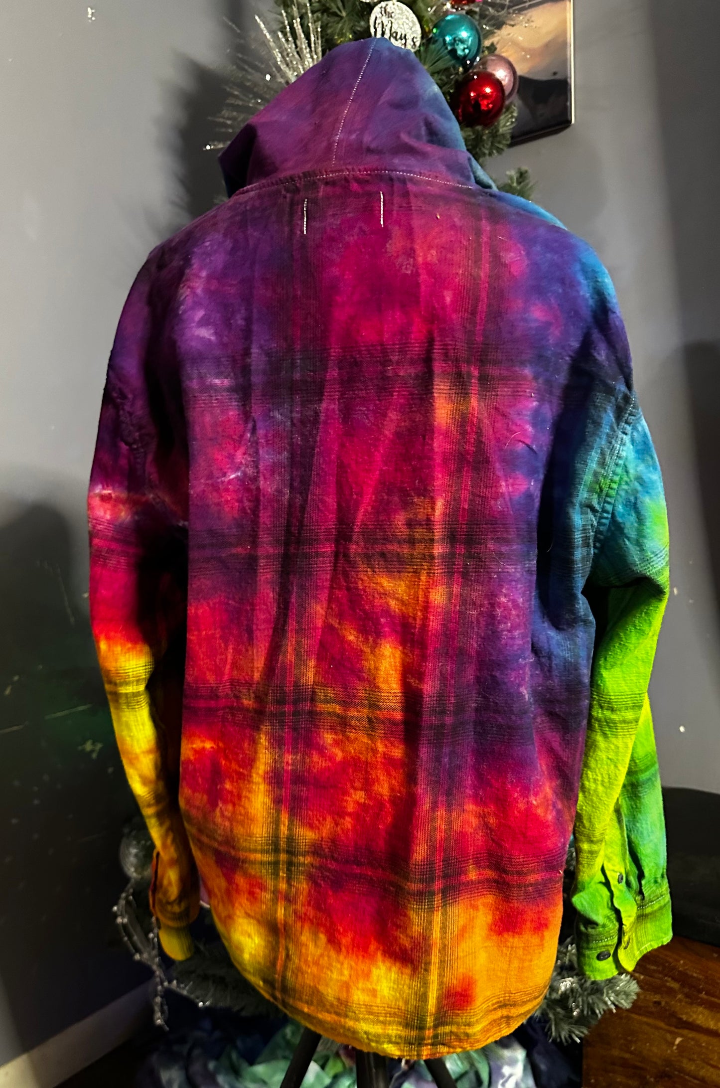Large Hooded Rainbow Flannel