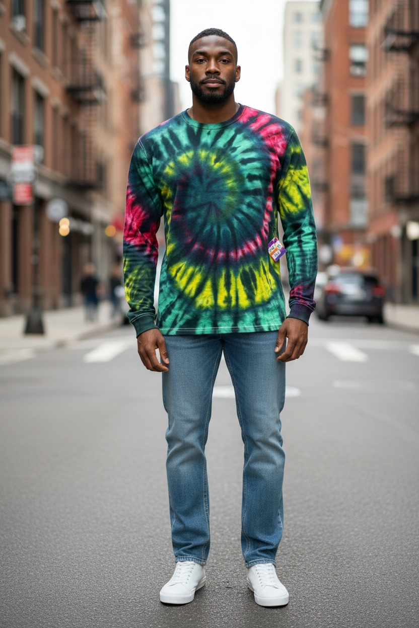Medium Rasta Rhythm Spiral Long Sleeve T-Shirt