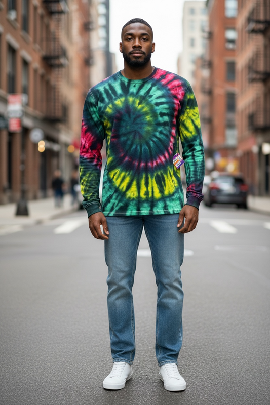 Medium Rasta Rhythm Spiral Long Sleeve T-Shirt