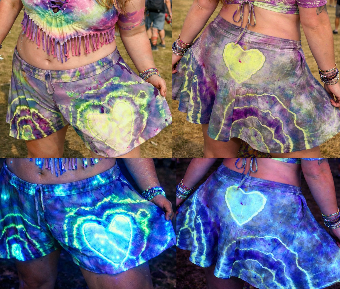 XXL Electric Love Flowy Festival Shorts *UV Reactive*