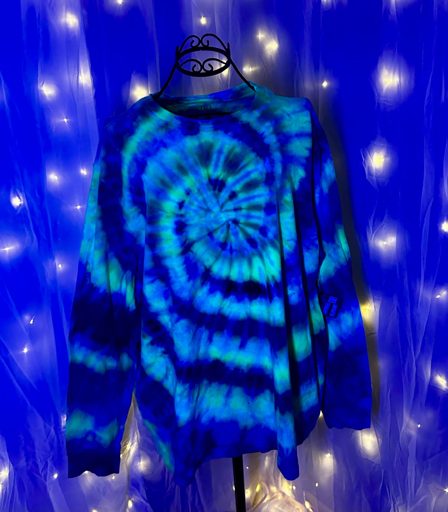 3XL Blacklight Blue Surge Spiral Long Sleeve Tee