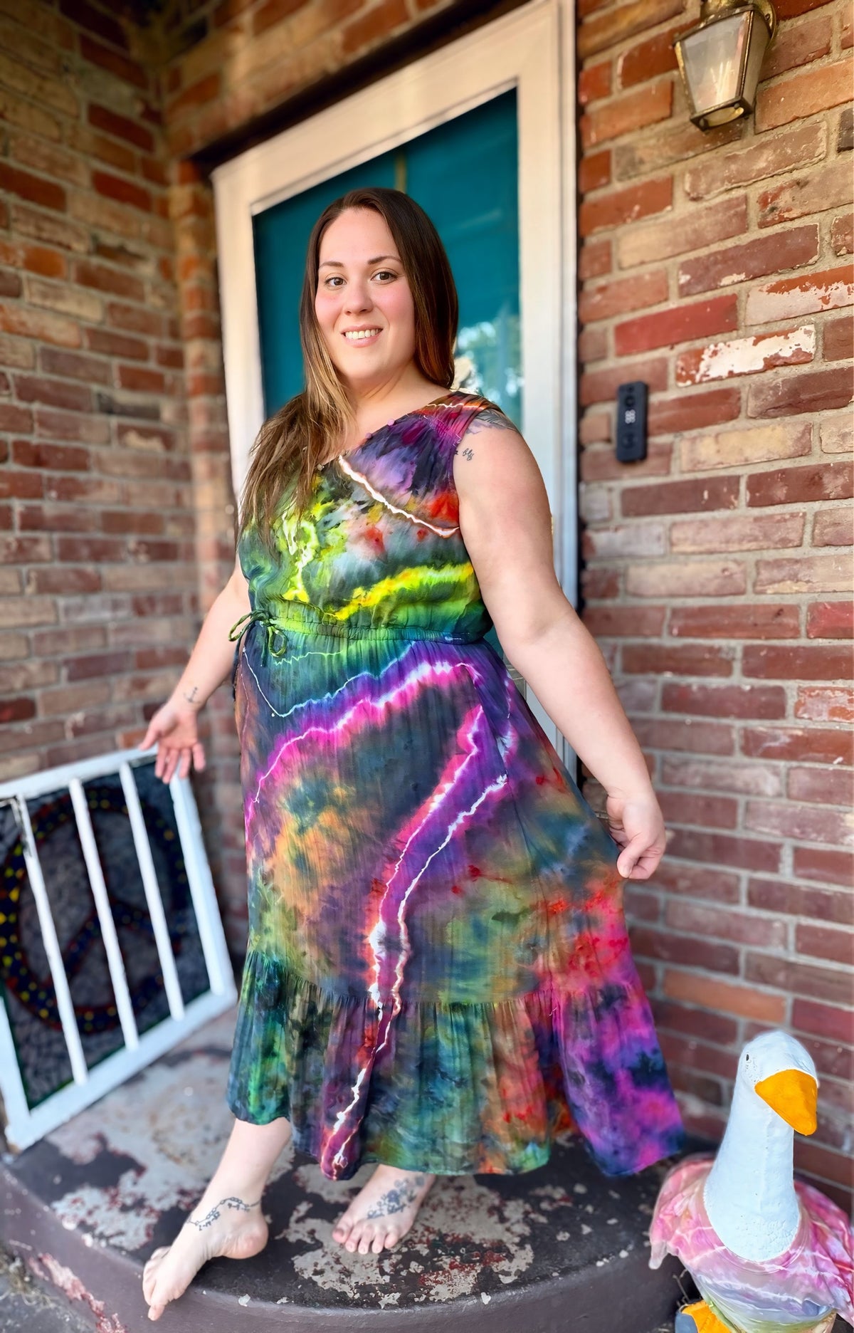 XXL (20) Rainbow Thunderstorm Midi Dress