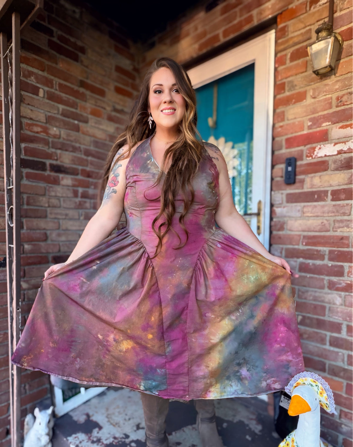 3X Autumn Galaxy Halter Midi Dress