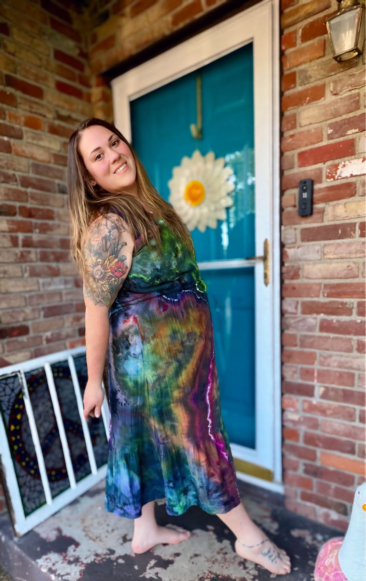 XXL (20) Rainbow Thunderstorm Midi Dress
