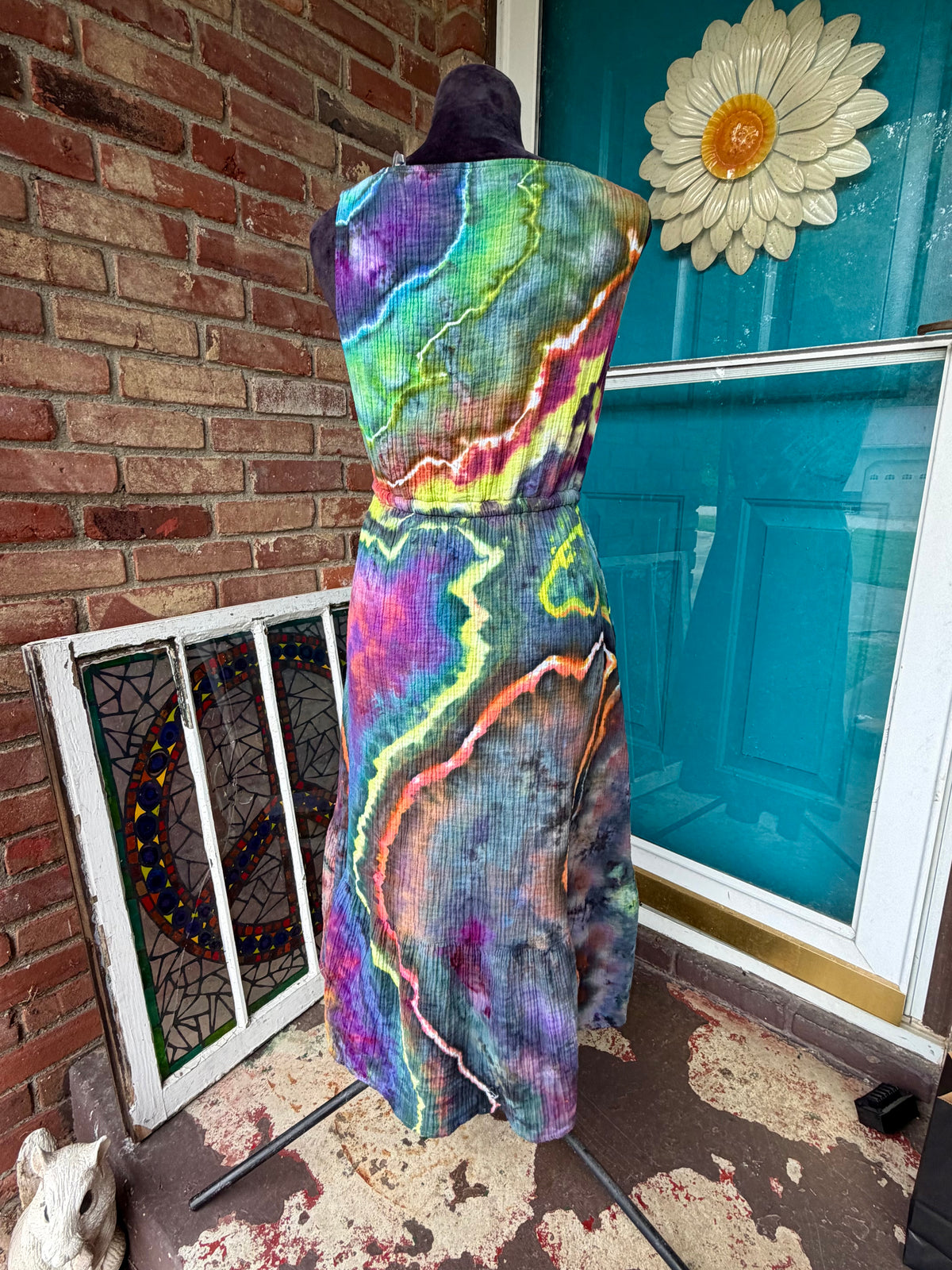 XS (2) Rainbow Thunderstorm Midi Dress