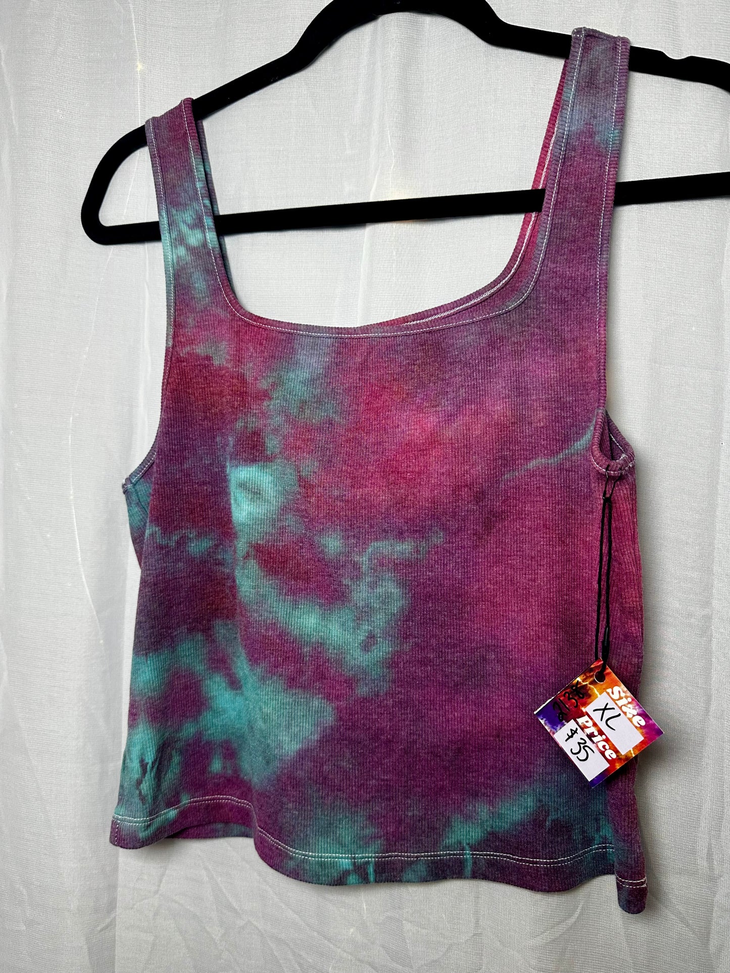 XL Plum Lagoon Ribbed Tank Crop Top