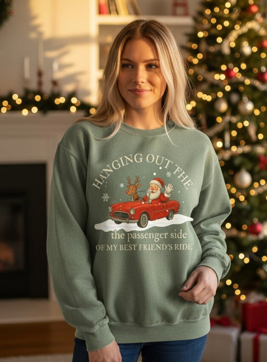 2XL “Best Friend’s Ride” Santa Crewneck Sweatshirt