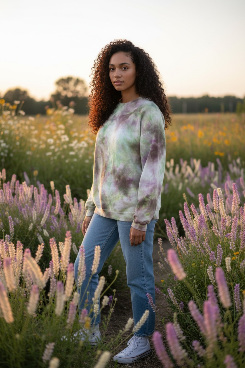 Large “Wild Garden” Ice Dyed Crewneck Sweatshirt