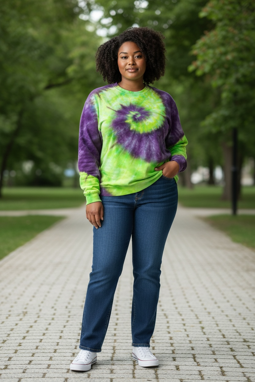 XL Neon Electric Forest Crewneck Sweatshirt