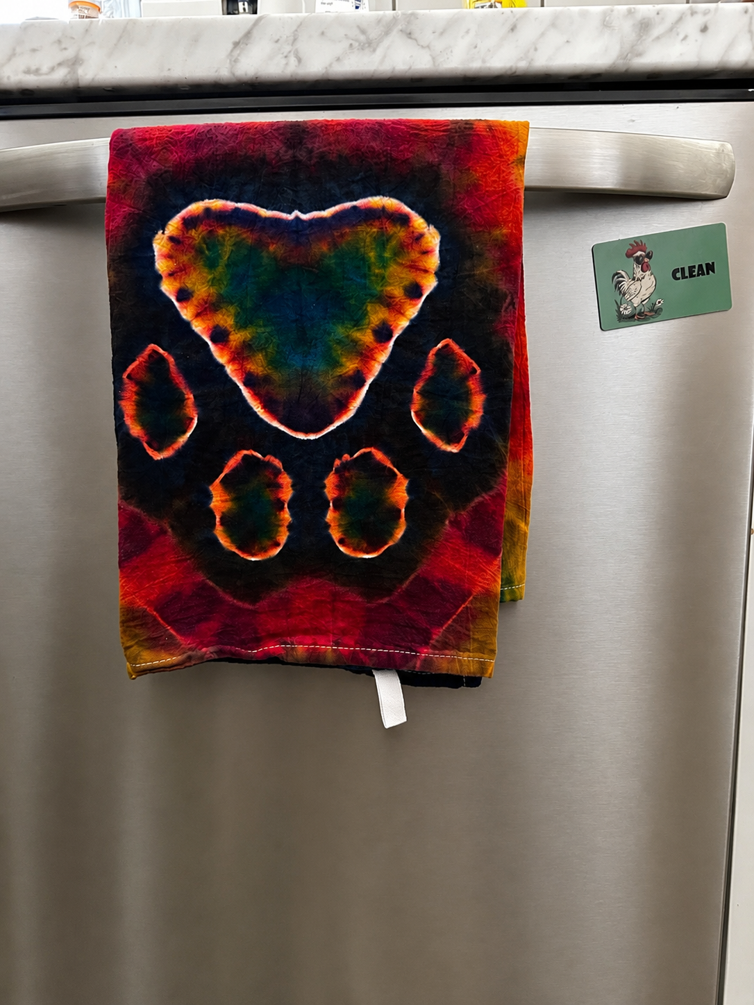 Rustic Rainbow Pawprints Kitchen Towel