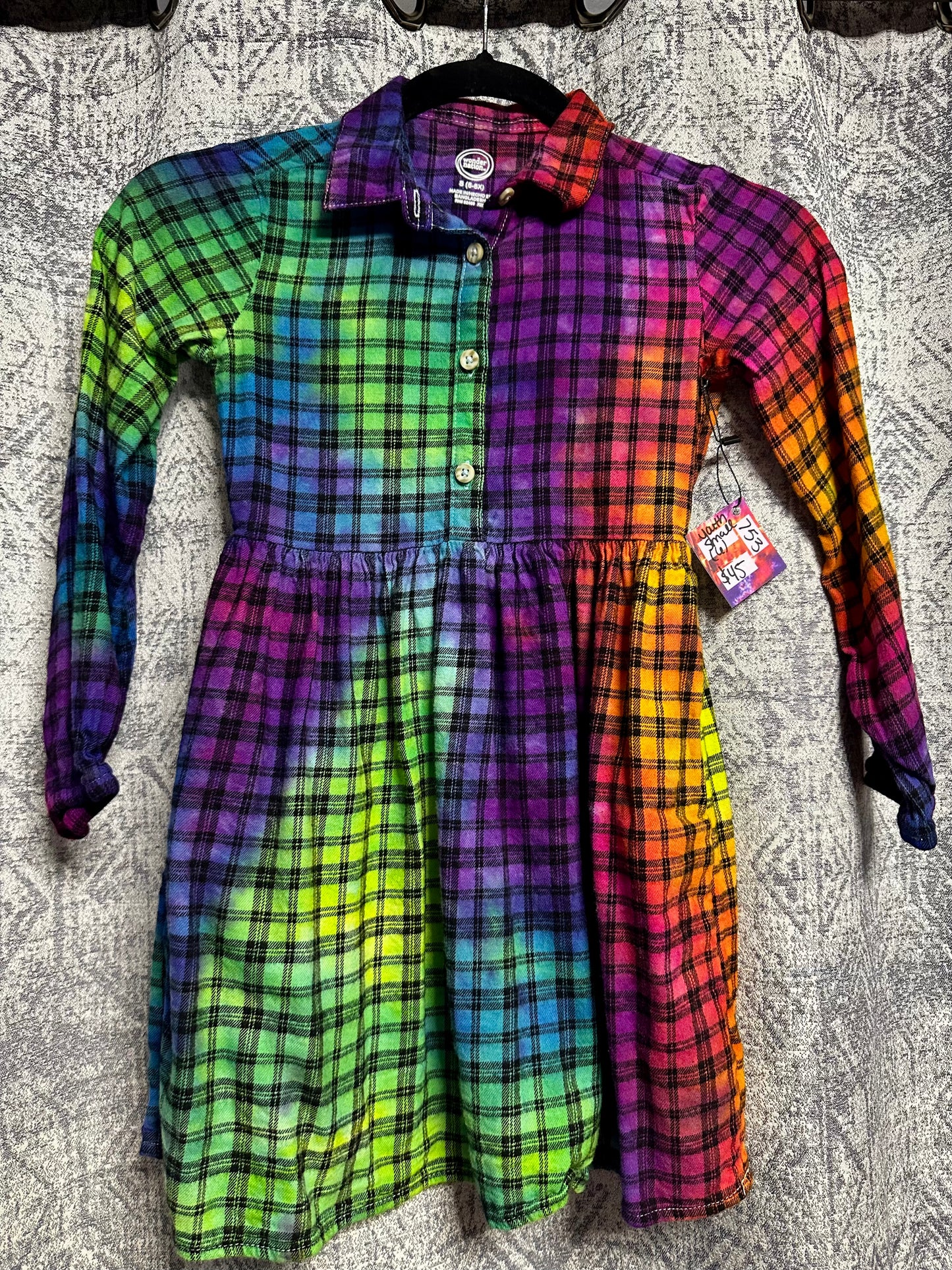 Kaleidoscope Twirl Flannel Dress Youth Small Youth Large Plus
