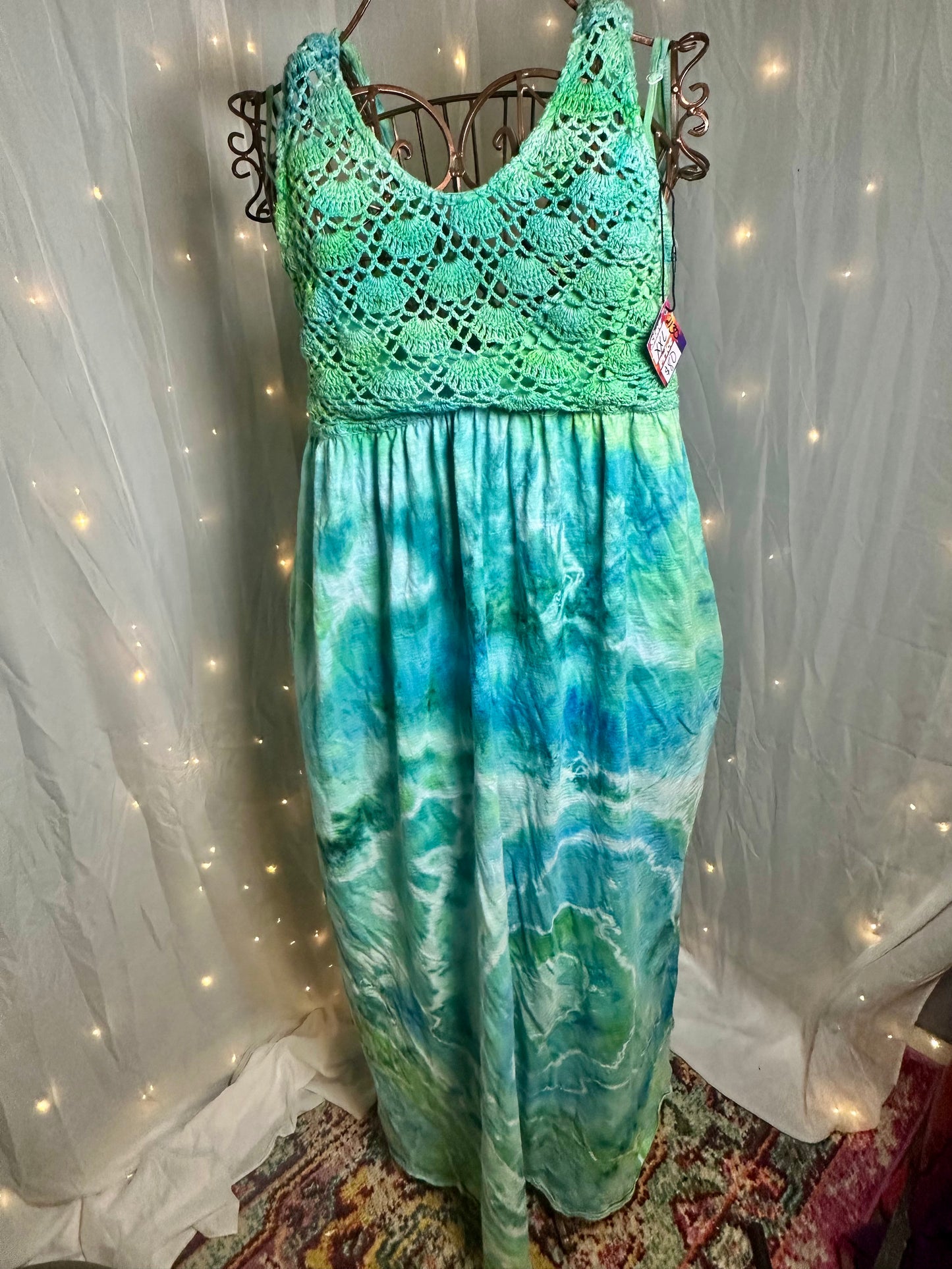XXL Seafoam Crystal Garden Maxi Dress
