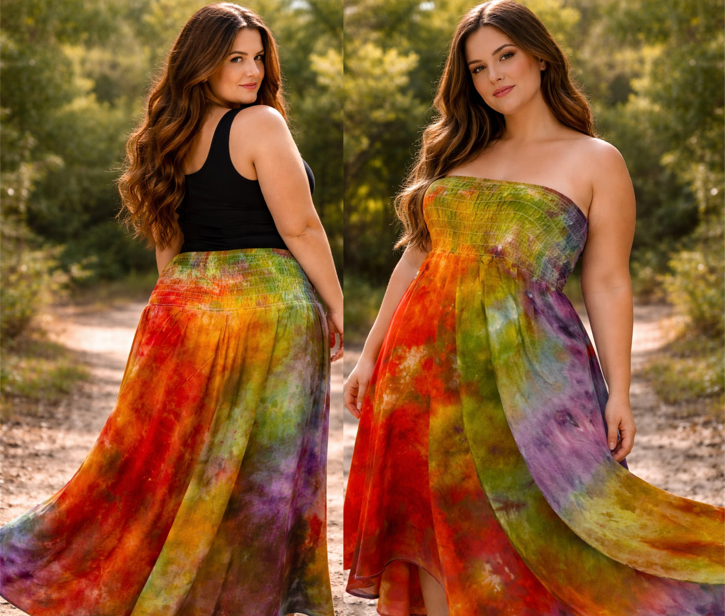L/XL/2X Rustic Rainbow Grove Convertible Dress & Skirt