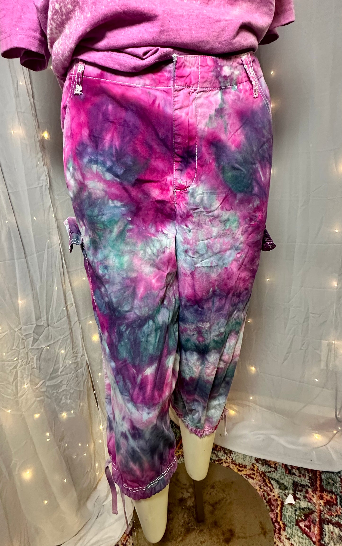 Size 12 Wild Orchid Dream Capris *upcycled*