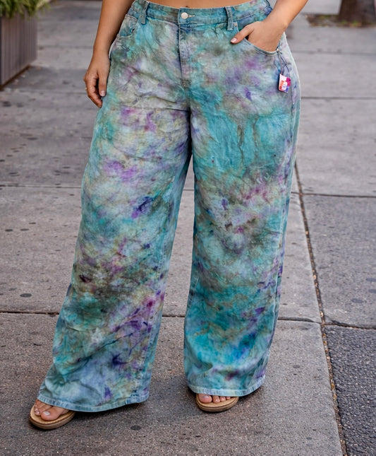 XXL Forest Fog Denim Wide-legged Pants