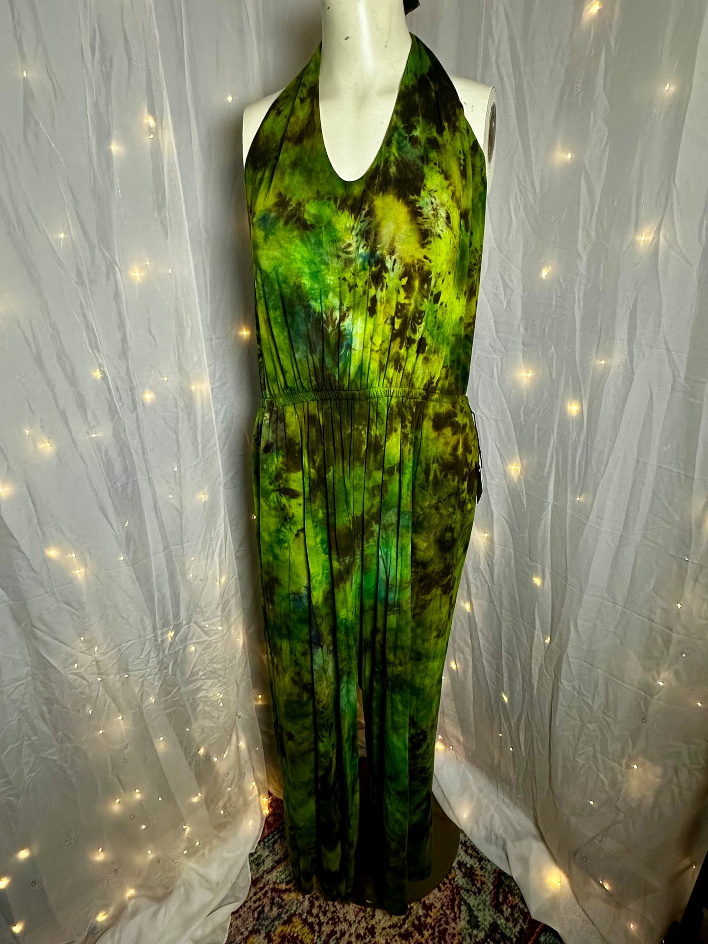 XL Emerald Envy Halter Jumpsuit