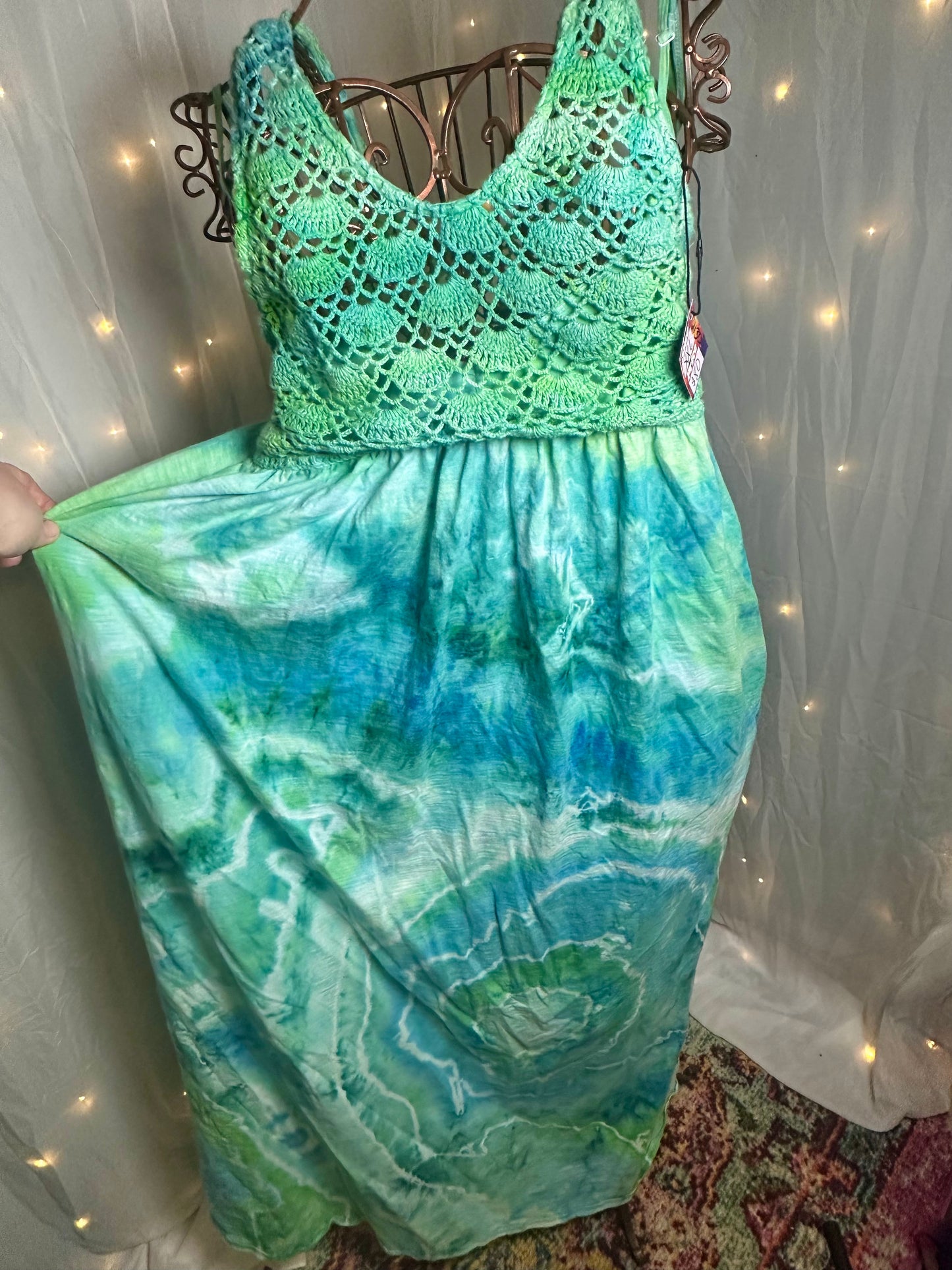 XXL Seafoam Crystal Garden Maxi Dress