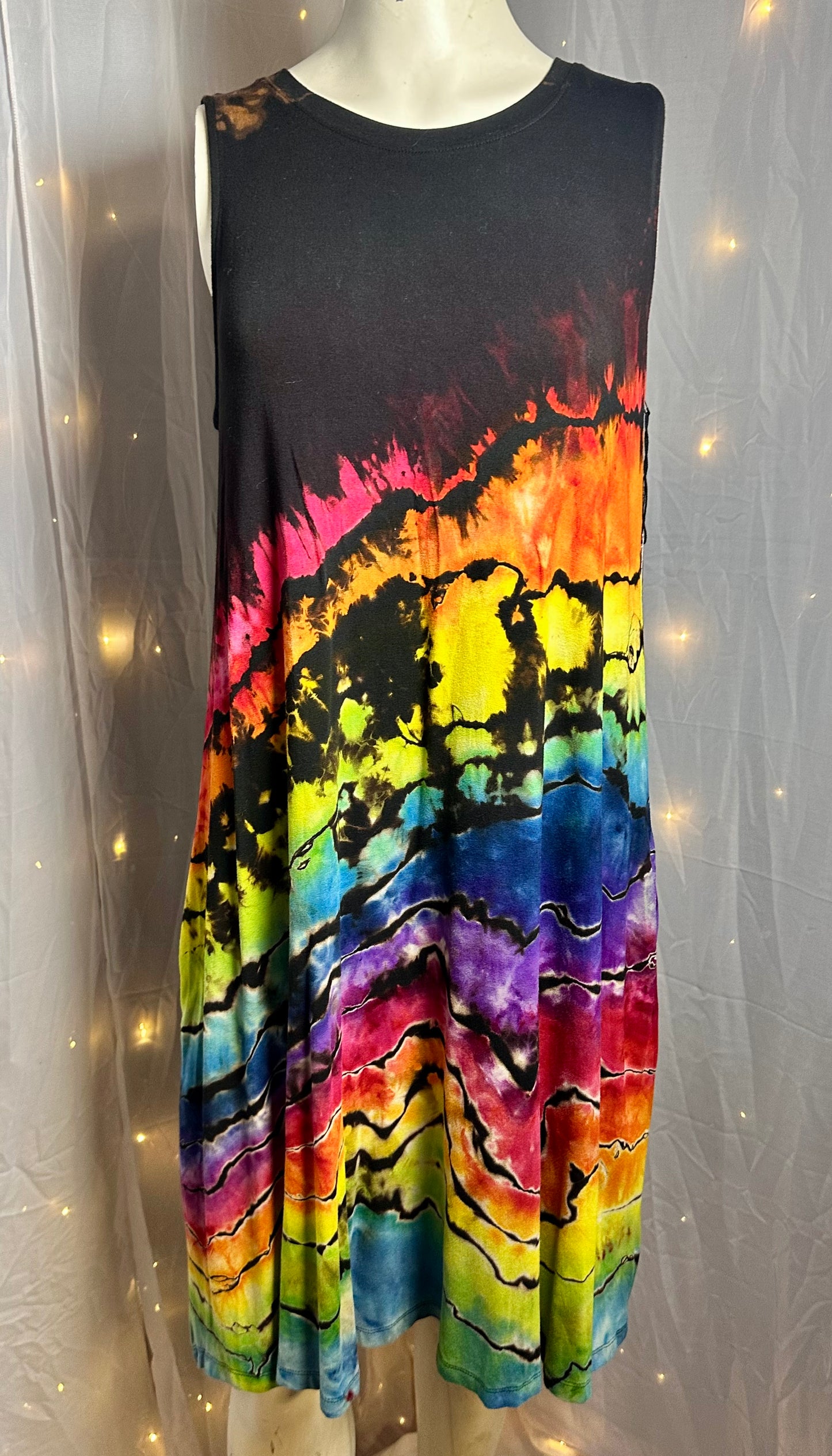 Large Radiant Rainbow Geode Swing Dress
