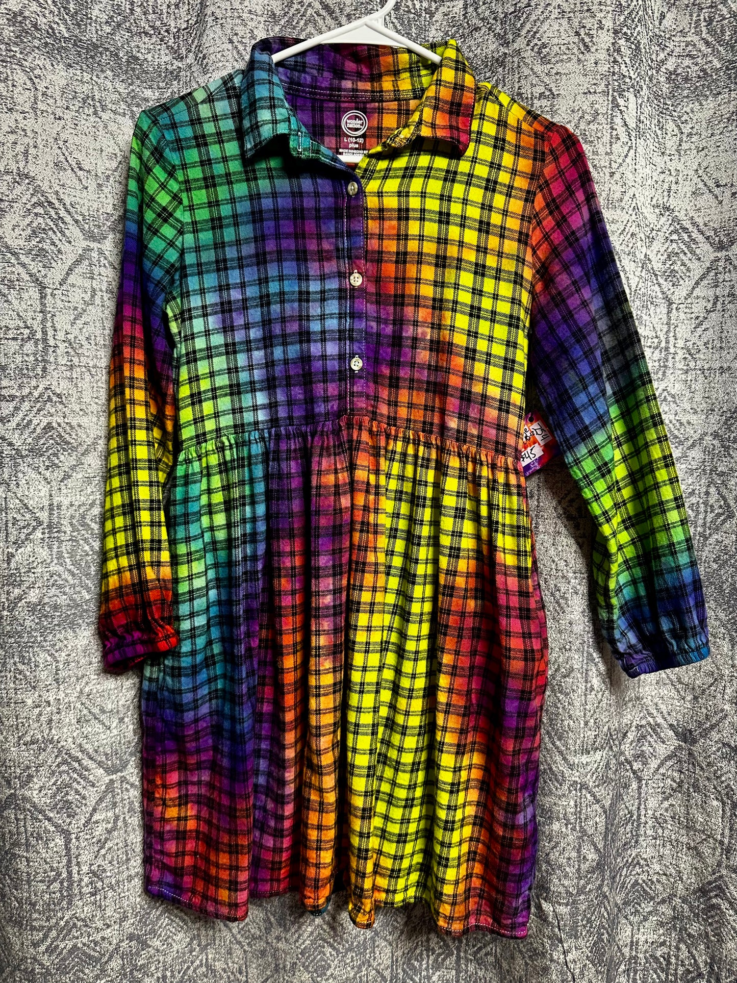 Kaleidoscope Twirl Flannel Dress Youth Small Youth Large Plus