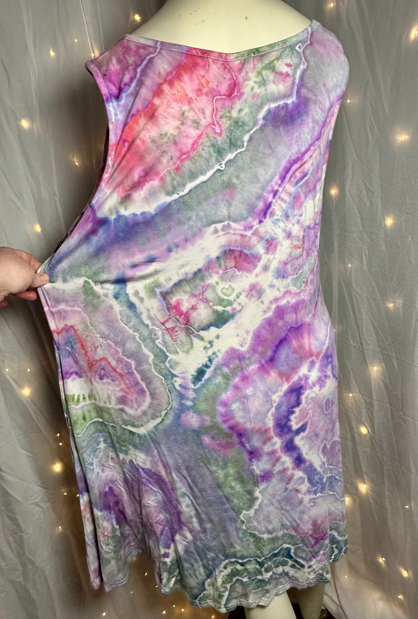 Enchanted Fairy Garden Tie Dye Swing Dress – Size 2X Boho Festival Dress with Pockets