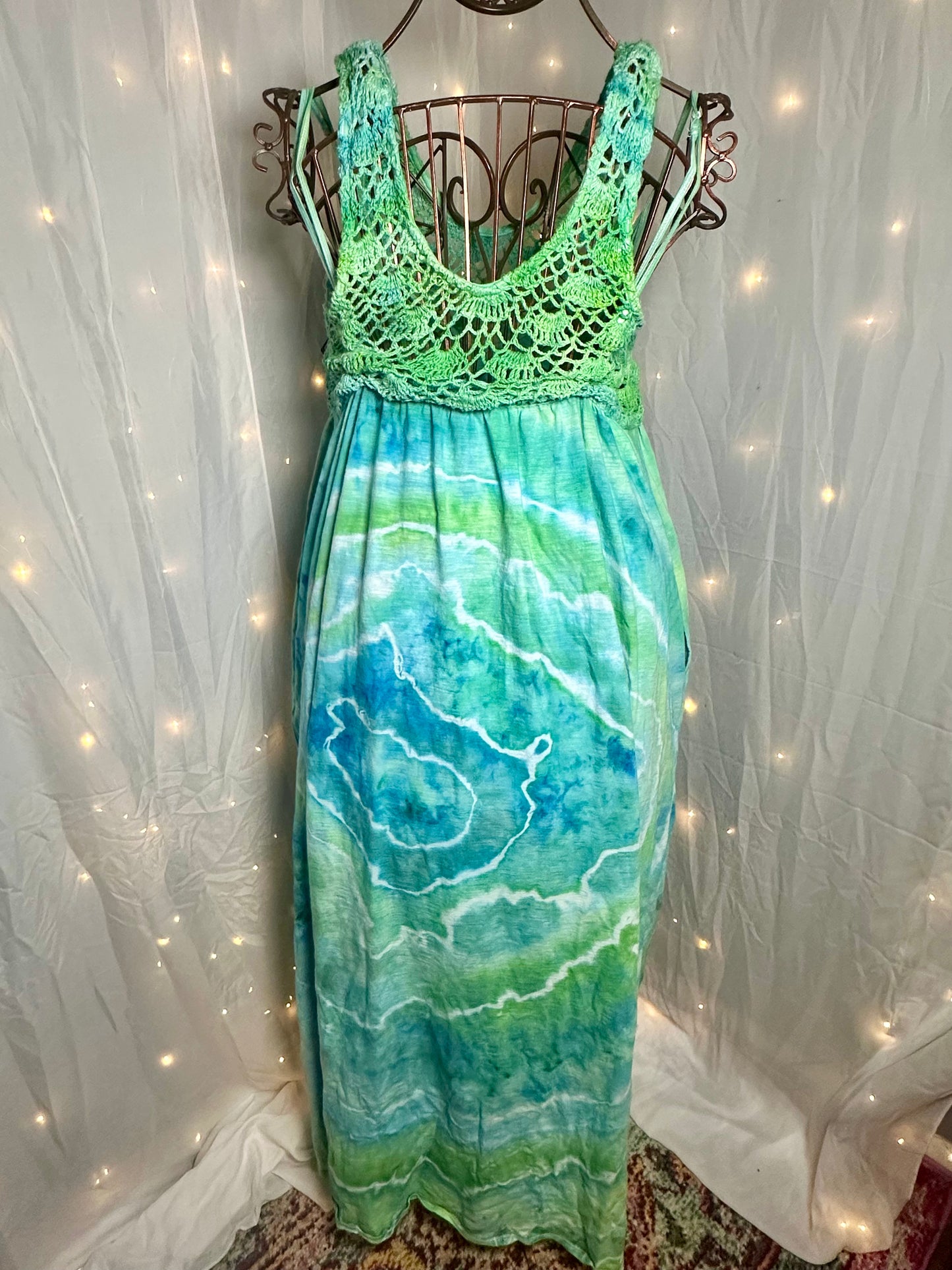 XXL Seafoam Crystal Garden Maxi Dress