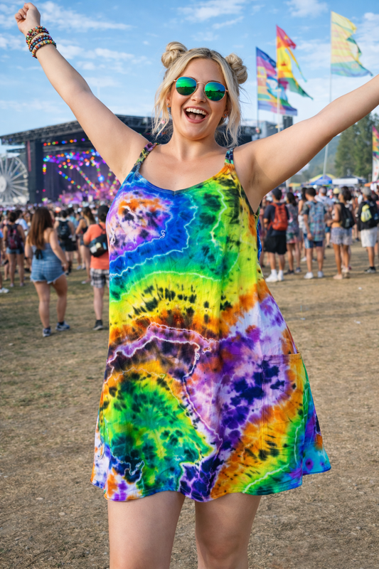 XL Kaleidoscope Chaos Romper Dress