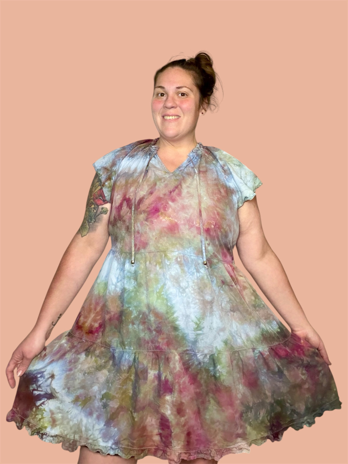 XXXL Earthbound Tier Mini Dress with Flutter Sleeves