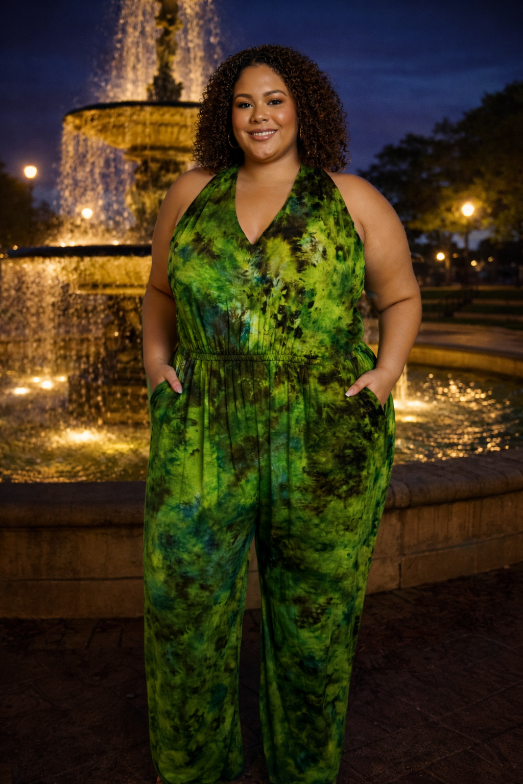 XL Emerald Envy Halter Jumpsuit