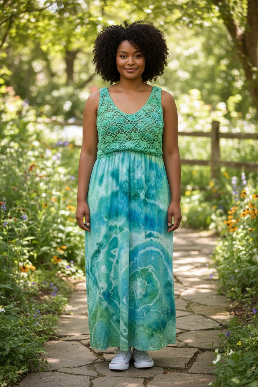 XXL Seafoam Crystal Garden Maxi Dress