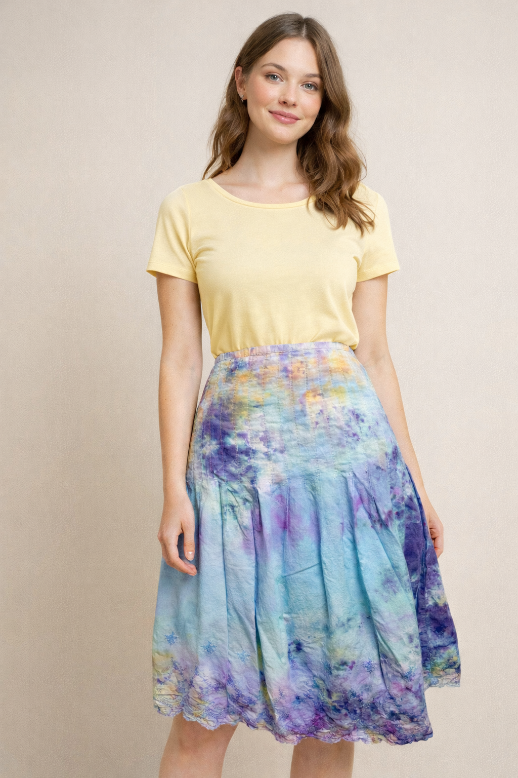 Size 14 Honey Lavender Fields Skirt *Upcycle*