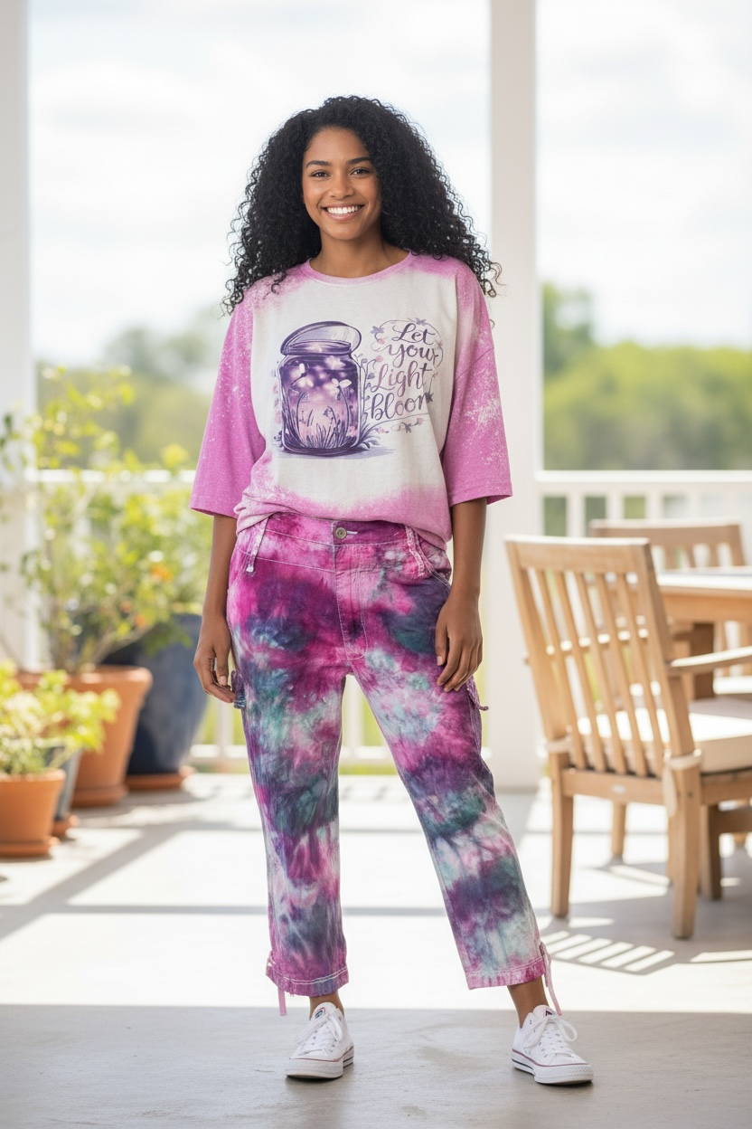 Size 12 Wild Orchid Dream Capris *upcycled*