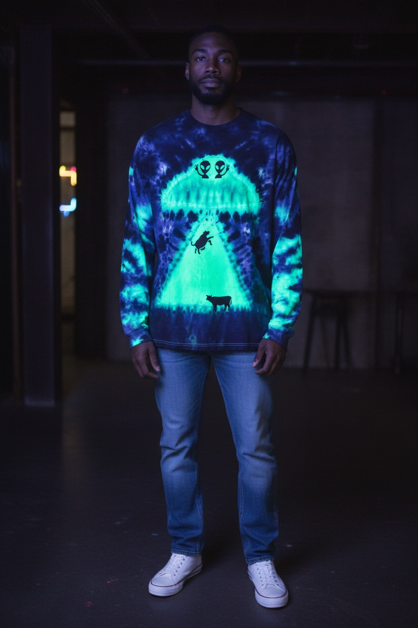 XL Beam Me Up Bessie UV Reactive Long Sleeve Tee
